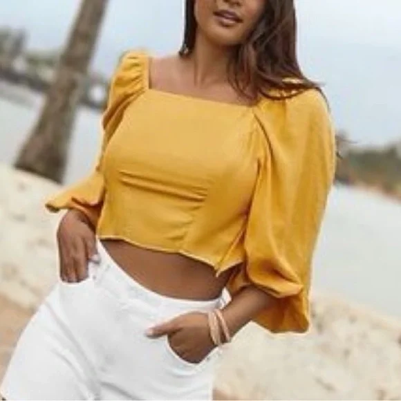 Express Gold Yellow Top Tie Back in Small - Picture 7 of 8